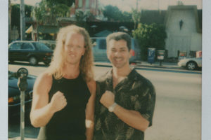 Sean Lee & Bruce Buffer standing outside of The Voice Mechanic on Melrose in the mid 1990's